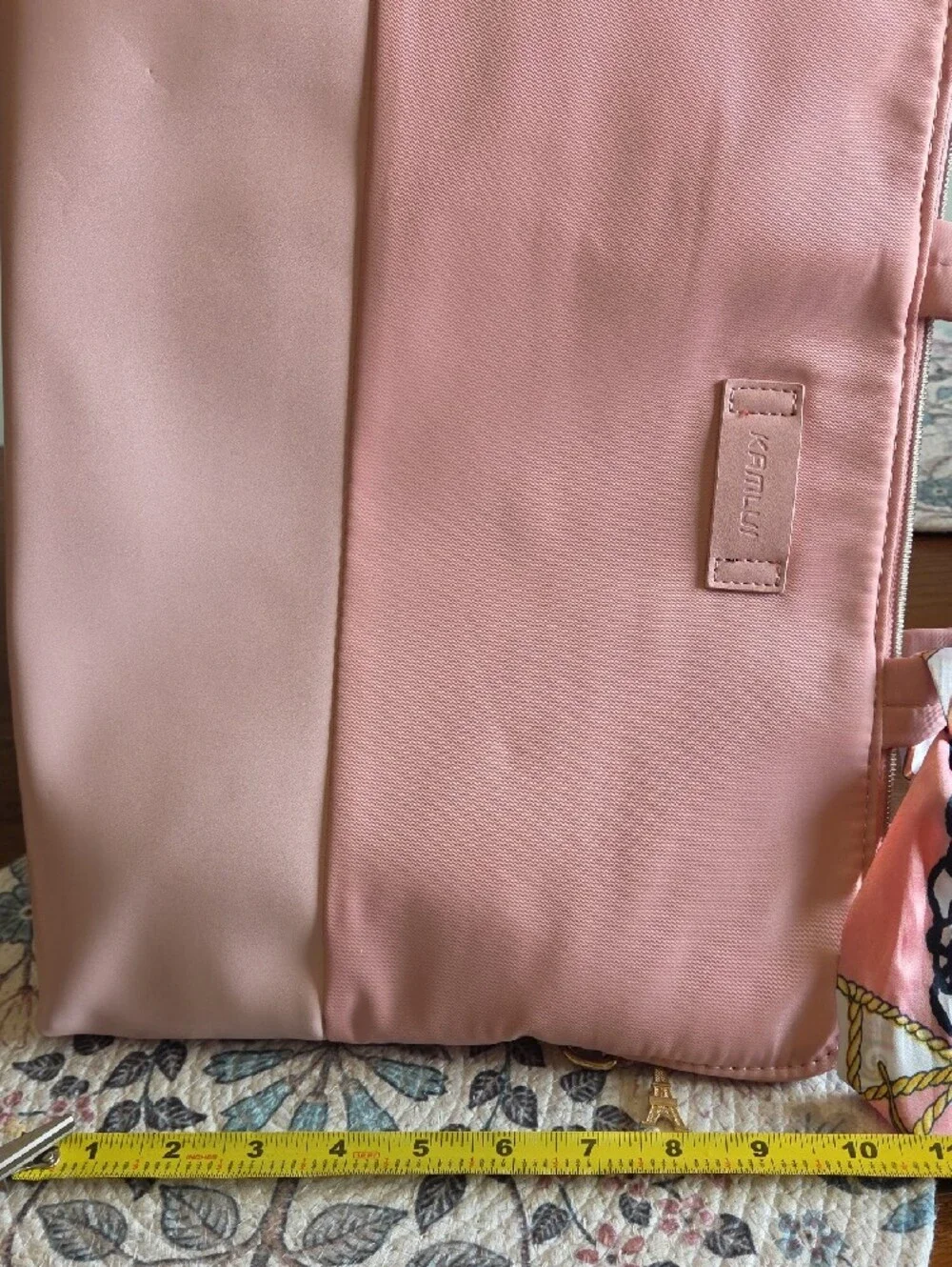 Pink Two-Tone Laptop Tote with Scarf Accent
